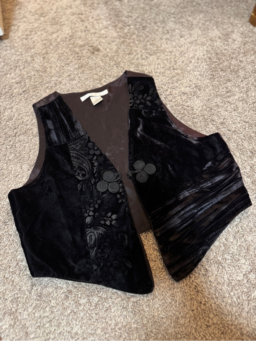 The Limited Vintage Black Velvet Patchwork Vest